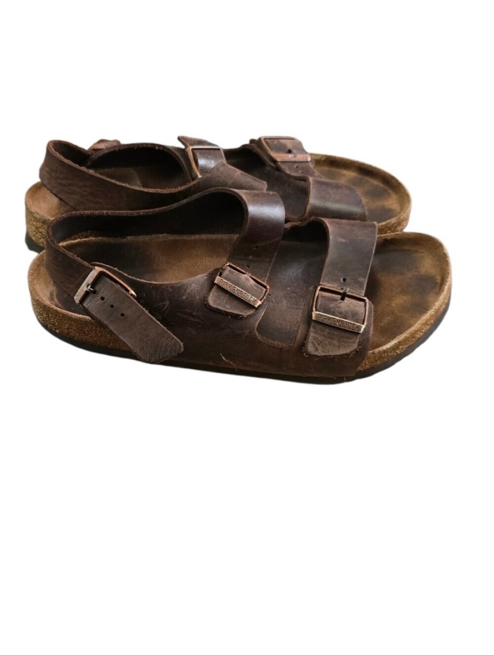 Birkenstock Milano Oil Rubbed Brown Leather Ankle Strap Size 43/10 Men's - Picture 3 of 6